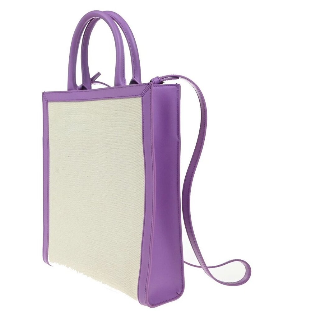 CELINE Vertical Cabas 2Way Shoulder Hand Tote Bag Canvas Leather Purple 21EG332 - Picture 4 of 15